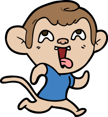 Bir insan tarafından çizilmiş çılgın çizgi film maymunu.