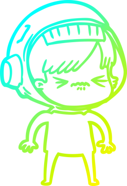 Bir insan tarafından çizilmiş soğuk gradyan çizgili astronot kadın çizimi.