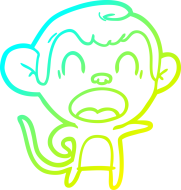 Bir insan tarafından çizilmiş bağıran çizgi film maymunu çizimi.