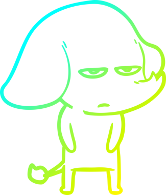 Bir insan tarafından çizilmiş soğuk bir çizgi film filinin çizimi.