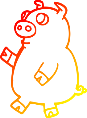 Bir insan tarafından çizilmiş komik bir domuzun sıcak çizgi çizimi