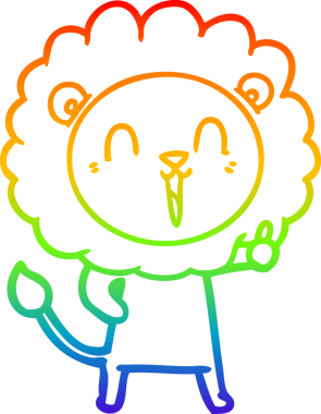 Bir insan tarafından çizilmiş gülen aslan çizgi çizimi.