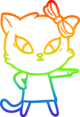 gökkuşağı gradyanı çizimi bir insan tarafından çizilmiş çizgi film kedisi