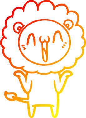 Bir insan tarafından çizilmiş mutlu çizgi film aslanının sıcak çizgi çizimi