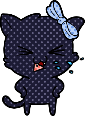 Bir insan tarafından çizilmiş çizgi film kedisi.