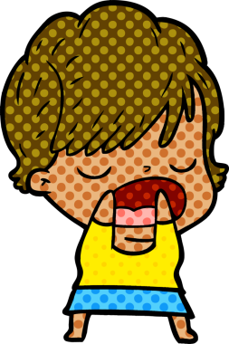 Bir insan tarafından çizilmiş bir karikatür kadın konuşuyor.