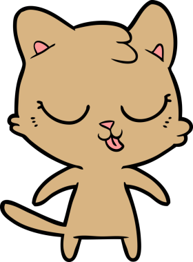 Bir insan tarafından çizilmiş sevimli çizgi film kedisi.