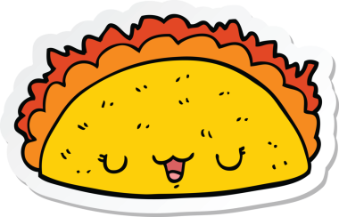 Bir insan tarafından çizilmiş bir taco 'nun çıkartması.