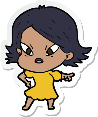 Bir insan tarafından çizilmiş bir karikatür çıkartması.