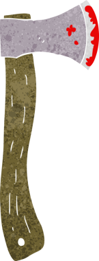 Bir insan tarafından çizilmiş kanlı balta.