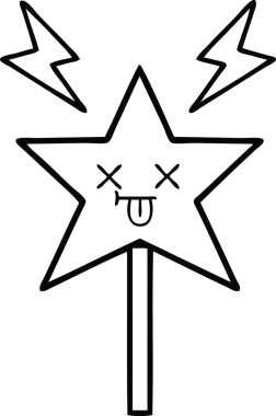 Bir insan tarafından çizilmiş sihirli bir değnek çizimi.