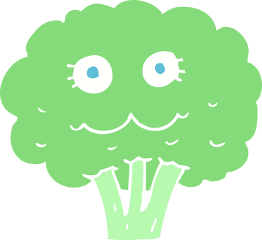 Bir insan tarafından çizilmiş brokolinin düz renk çizimi