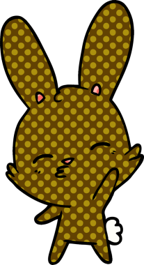 Bir insan tarafından çizilmiş garip sallanan tavşan çizgi filmi.