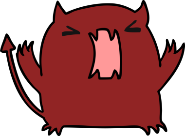 Bir insan tarafından çizilmiş sevimli bir kawaii şeytanının karikatür çizimi