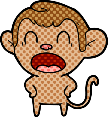 Bir insan tarafından çizilmiş bağıran çizgi maymun.