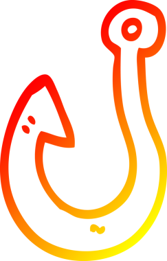 Bir insan tarafından çizilmiş karikatür balık kancasının sıcak gradyan çizgisi