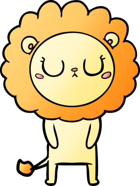 Bir insan tarafından çizilmiş çizgi film aslanı.