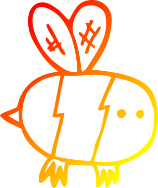 Bir insan tarafından çizilmiş karikatür arısının sıcak çizgi çizimi