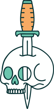 Bir insan tarafından çizilmiş bir kafatasının ikonik dövme şekli