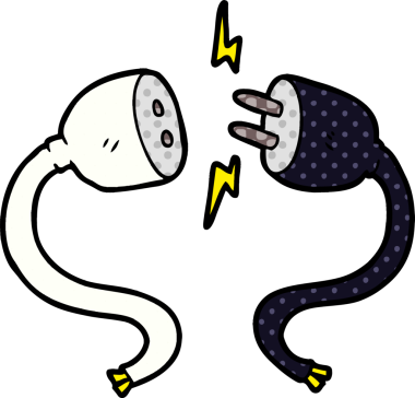 bir insan tarafından çizilmiş çizgi film prizi ve soketi