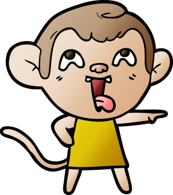 Bir insan tarafından çizilmiş çılgın çizgi film maymunu.