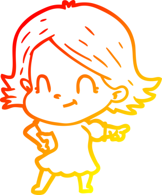 Bir insan tarafından çizilmiş, karikatür dostu bir kız çizimi.