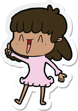 Bir insan tarafından çizilmiş bir karikatür kadının çıkartması.