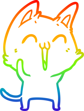 gökkuşağı gradyan çizimi mutlu çizgi film kedisi bir insan tarafından çizildi