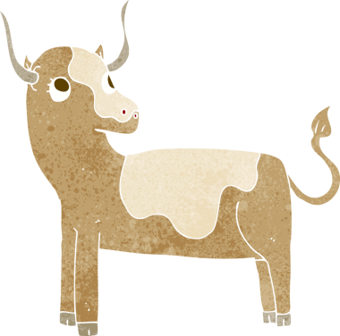 bir insan tarafından çizilmiş çizgi film ineği