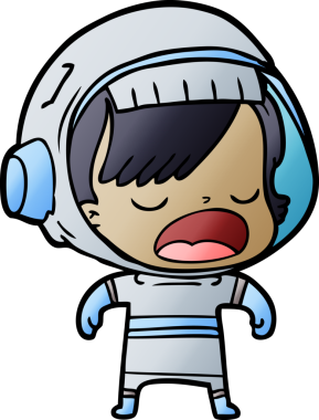 Karikatür astronot kadın bir insan tarafından çizilmiş.