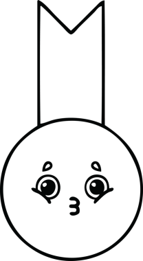 Bir insan tarafından çizilmiş altın madalyanın çizgi çizimi.