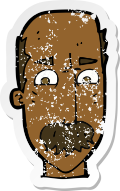 Bir insan tarafından çizilmiş eski bir karikatür çıkartması.