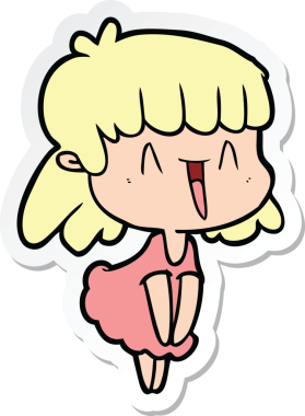 Bir insan tarafından çizilmiş bir karikatür kadının çıkartması.