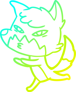 Bir insan tarafından çizilmiş akıllı bir tilkinin soğuk çizgi çizimi.