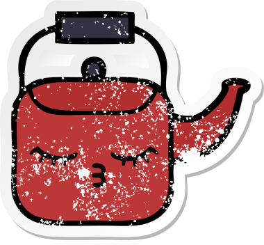 Bir insan tarafından çizilmiş tatlı bir çaydanlığın sıkıntılı çıkartması.