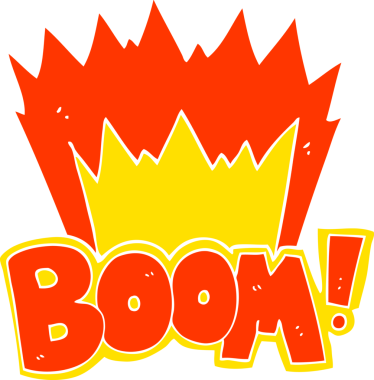 Bir insan tarafından çizilen patlama sembolünün düz renk çizimi