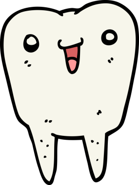 Bir insan tarafından çizilmiş çizgi film dişi.