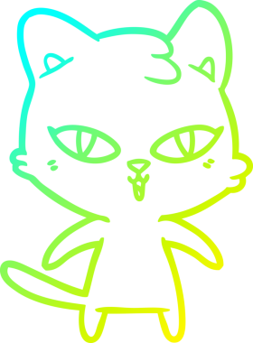 Bir insan tarafından çizilen çizgi film kedisinin soğuk gradyan çizgisi.