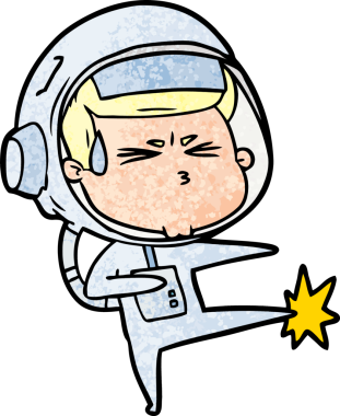 Çizgi film bir insan tarafından çizilmiş astronot.