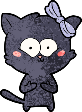 Bir insan tarafından çizilmiş çizgi film kedisi.