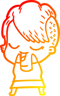 Bir insan tarafından çizilmiş mutlu bir çizgi film kızı çizimi