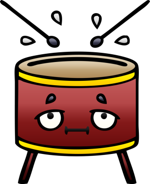 Bir insan tarafından çizilen davulun gölgelenmiş karikatürü