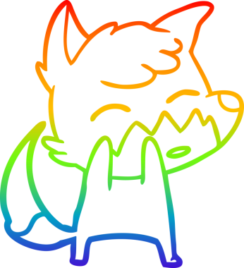 gökkuşağı gradyanı çizimi bir insan tarafından çizilmiş tilki çizgi filmi