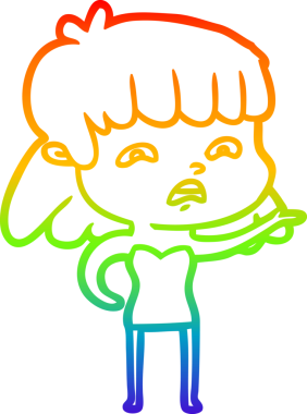 Gökkuşağı gradyan çizimi Bir insan tarafından çizilmiş endişeli bir çizgi kadın