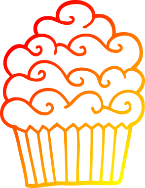 Bir insanın çizdiği vanilyalı kekin sıcak gradyan çizgisi