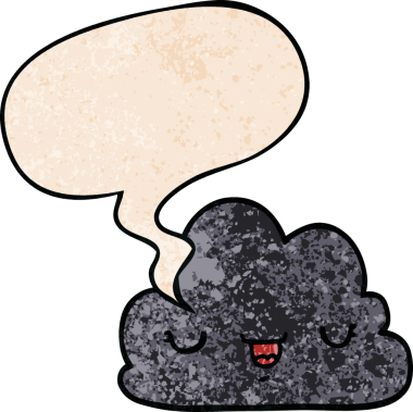 Bir insan tarafından çizilmiş geçmişe dönük konuşma baloncuklu şirin çizgi film bulutu.