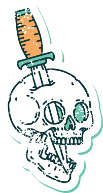 Bir insan tarafından çizilmiş bir kafatasının sembolik dövmeli görüntüsü.