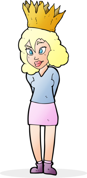 Bir insan tarafından çizilmiş taç giyen bir çizgi film karakteri.