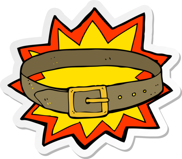 Bir çizgi film çıkartması. Bir insan tarafından çizilmiş harika bir kemer.