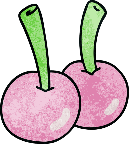 Bir insan tarafından çizilmiş tuhaf kirazlar.